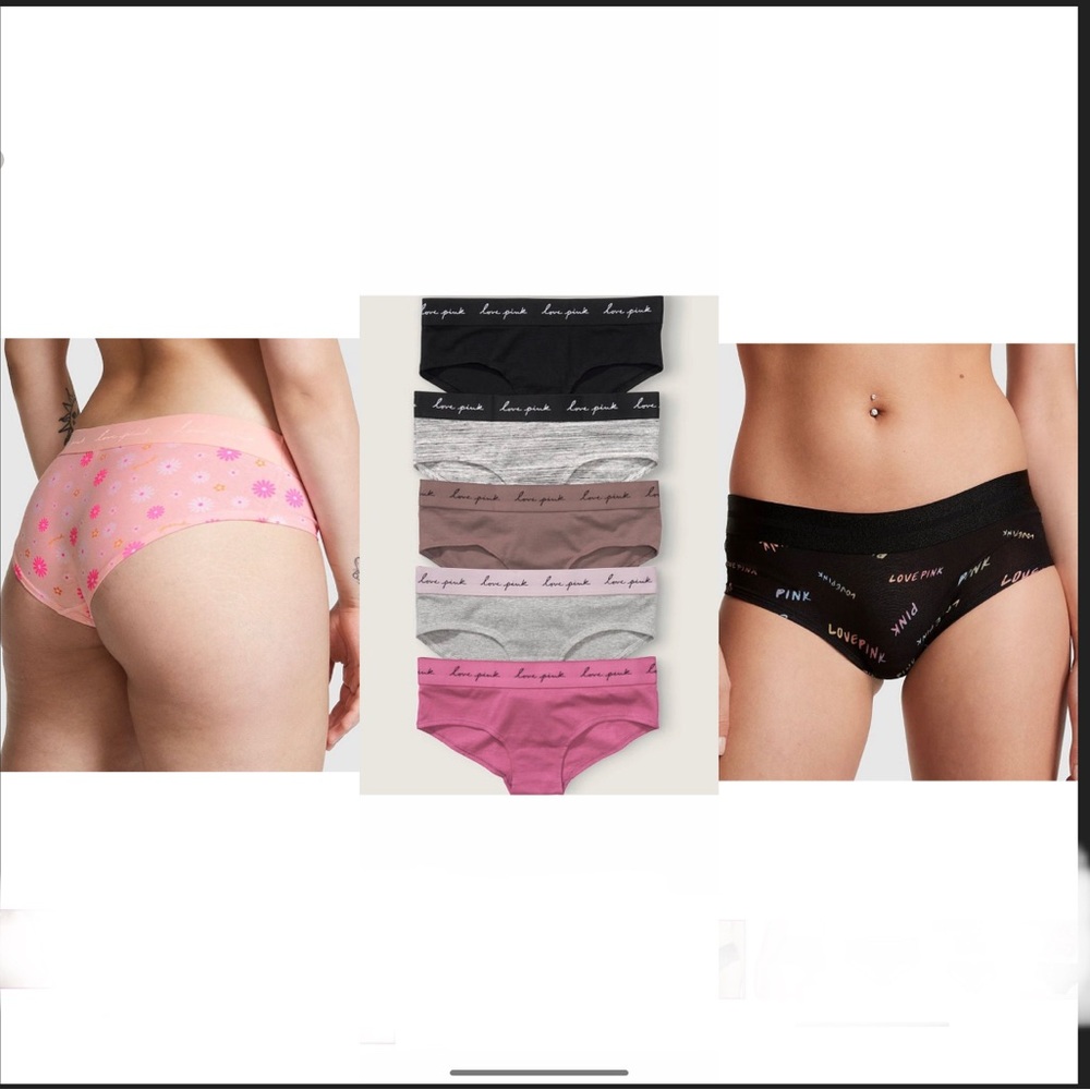 Victoria’s Secret Pink 5 pack hipster cotton panties neutral color PINK bundle